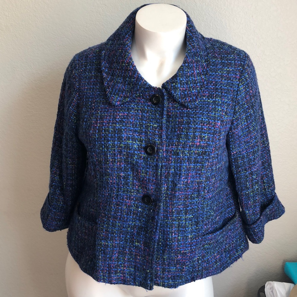 Women’s Investments Blue Knit Blazer , 1x